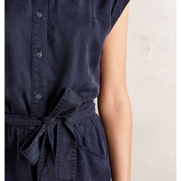 anthropologie navy jumpsuit